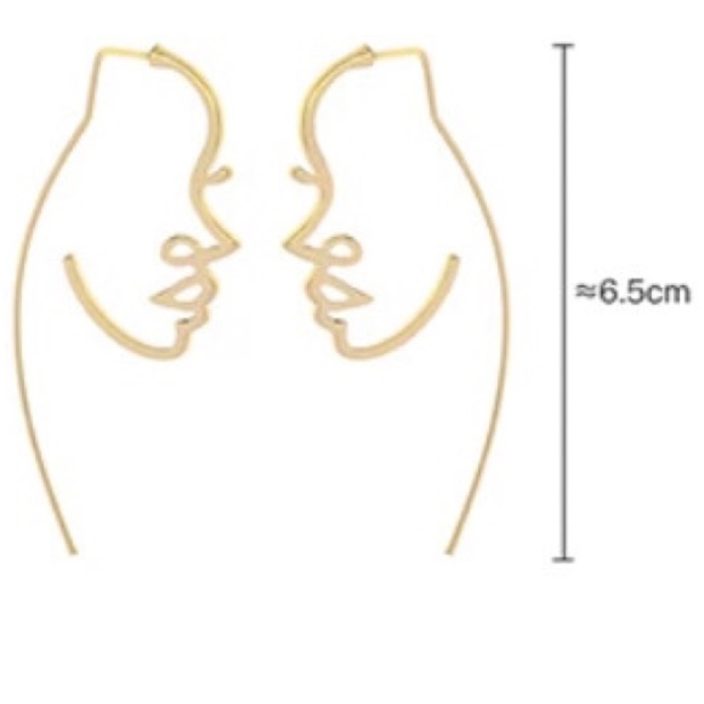 Silver Hollow Face Design Earrings - Picture 6 of 6